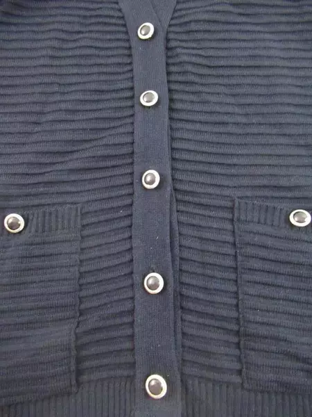 Vintage Excelsior Navy Blue Ribbed Knit Button Up Vest Women's Size Large