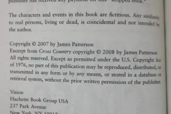 James Patterson Double Cross Paperback Vision Books 2007 Copyright