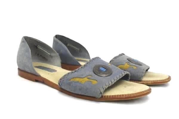 Nicole Open Toe Flats Sandals Blue Phoenix Woven Women's 7M