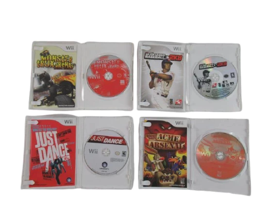 Lot of 4 Nintendo Wii Games Just Dance Looney Tunes Monster Trux MLB 2K8