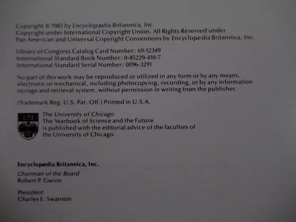 Encyclopaedia Britannica Science and The Future 1984 Yearbook