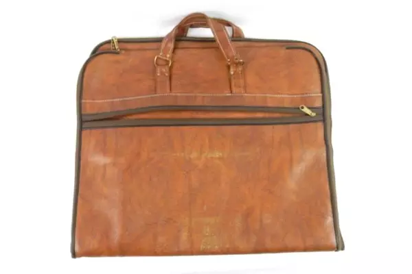 Vintage Pleather Vinyl Garment Bag Wardrobe Brown John Lucas Chevrolet