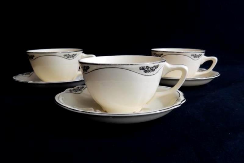 3 Vintage Homer Laughlin Virginia Rose Patrician Cups and Saucers