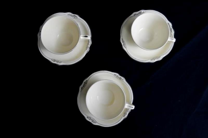 3 Vintage Homer Laughlin Virginia Rose Patrician Cups and Saucers