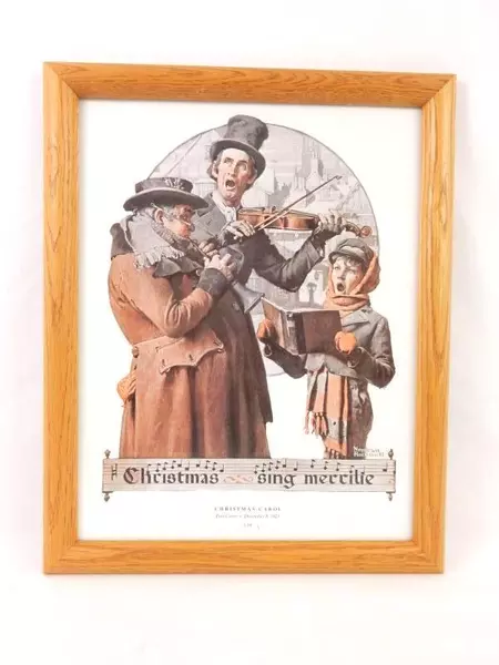 Framed Saturday Evening Post Print Dec. 8, 1923 Norman Rockwell Christmas Carol