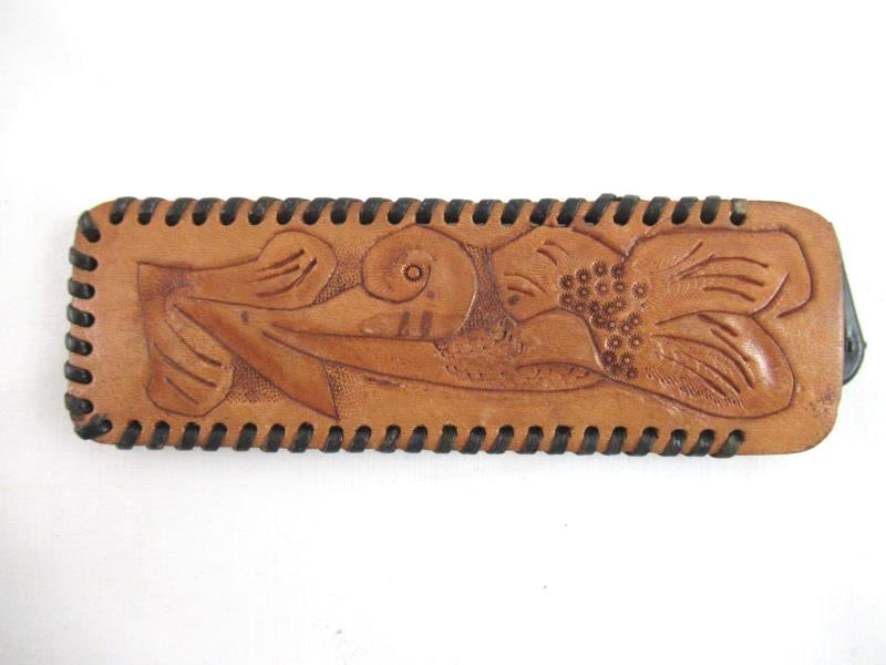 Hand Made Tooled Leather Comb Case With Comb