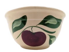 Ovenware USA Pottery Lipped Bowl 4.25 Inch Tall Number 8 Red Apple Pattern