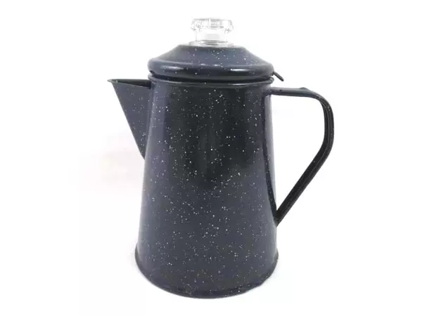 Navy Blue White Speckles Enamelware Percolator Coffee Pot No Inside Pieces