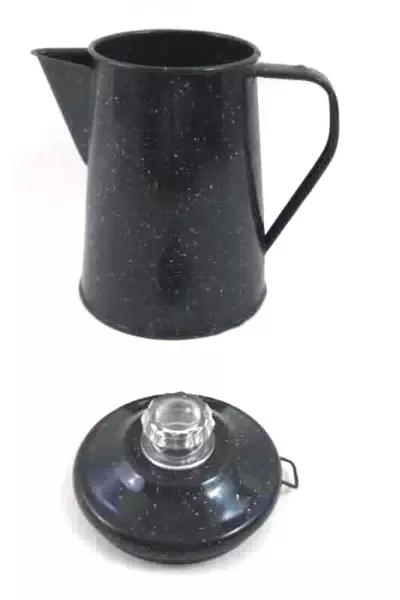 Navy Blue White Speckles Enamelware Percolator Coffee Pot No Inside Pieces