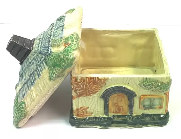 Set of Vintage Porcelain Cottage Salt And Pepper Shakers Matching Sugar Bowl