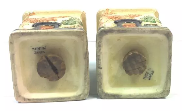 Set of Vintage Porcelain Cottage Salt And Pepper Shakers Matching Sugar Bowl