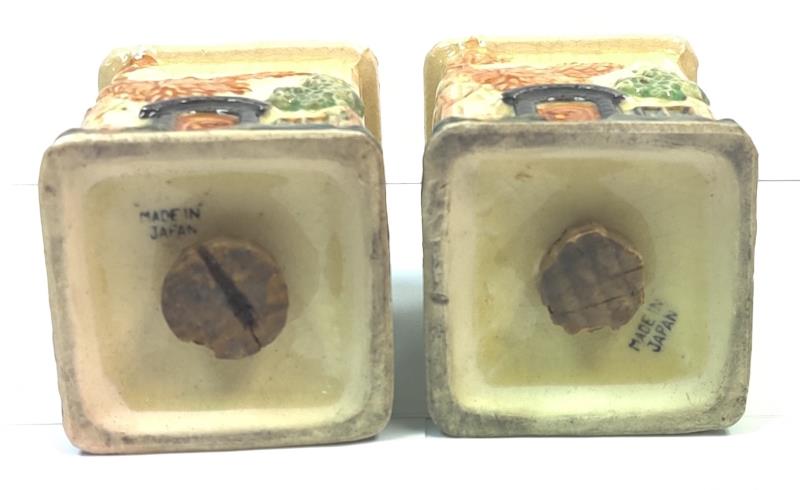 Set of Vintage Porcelain Cottage Salt And Pepper Shakers Matching Sugar Bowl