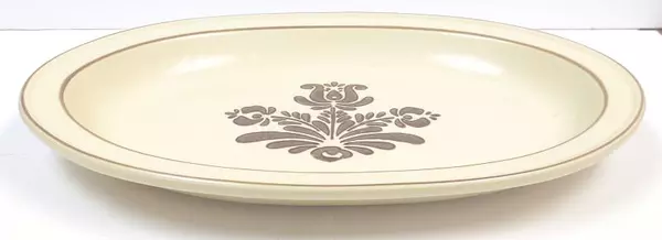 Vintage Pfaltzgraff Serving Platter Village 1970's Tan Brown Floral 14"
