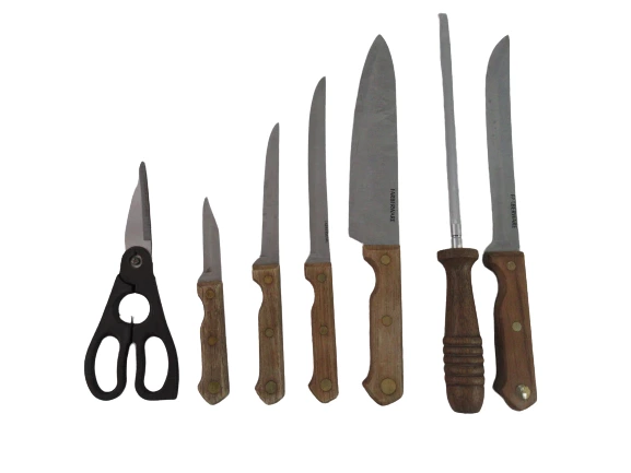 8 Piece Farberware Knife And Block Set Stainless With Wood Handles