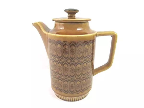 Ceramic Teapot Creamer Sugar Bowl Made In Japan Brown Diamonds Circle Flowers