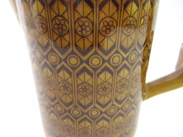 Ceramic Teapot Creamer Sugar Bowl Made In Japan Brown Diamonds Circle Flowers