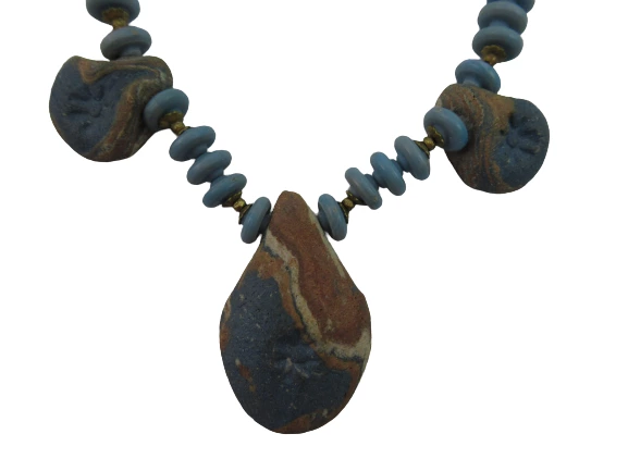 Vintage Blue Miriam Haskell Gemstone And Bead Necklace 17"