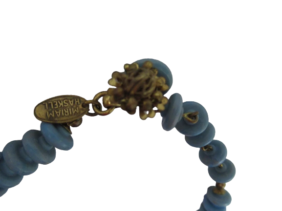 Vintage Blue Miriam Haskell Gemstone And Bead Necklace 17"