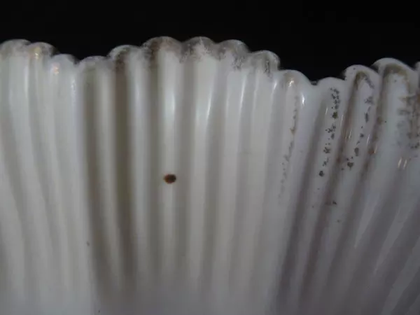 Vintage Oval Porcelain Bowl Pink White Scalloped Edge Morning Glories