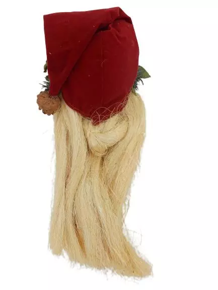Santa Claus Christmas Wall Hanging with Straw Beard And Hair 12.5 inch