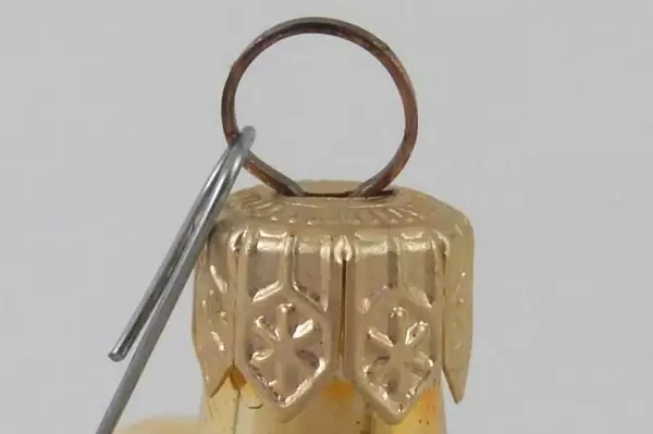 Vintage Gift Box Present Blown Glass Ornament Poland Gold Colored