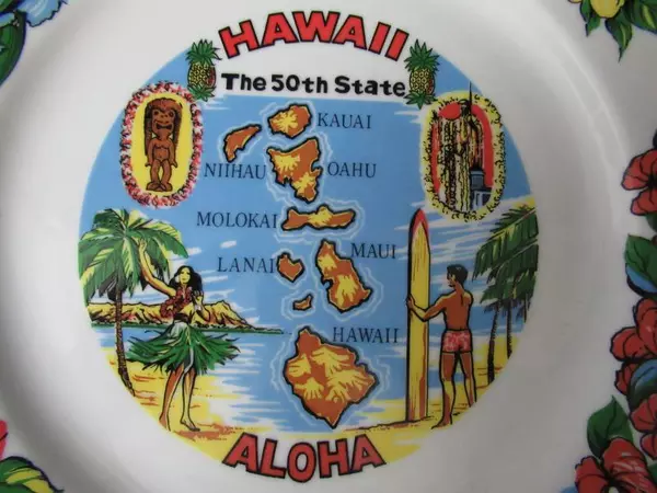 Hawaii Porcelain Souvenir Collector's Plate 10.25" The 50th State Aloha