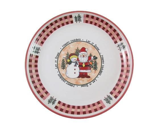 1998 International China Santa And Snowman Christmas Stoneware Plate