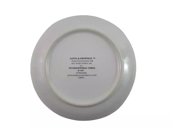 1998 International China Santa And Snowman Christmas Stoneware Plate