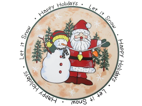 1998 International China Santa And Snowman Christmas Stoneware Plate
