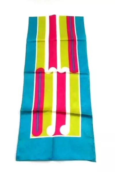 Vintage Paoli Euro Fashion Colorful Satin Neck Scarf Made In Japan Rectangular