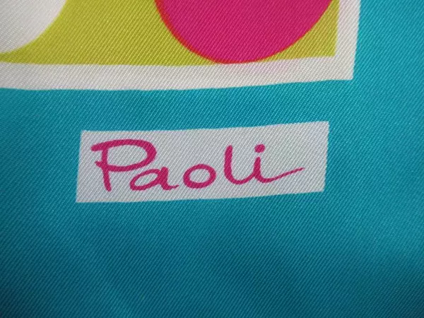 Vintage Paoli Euro Fashion Colorful Satin Neck Scarf Made In Japan Rectangular