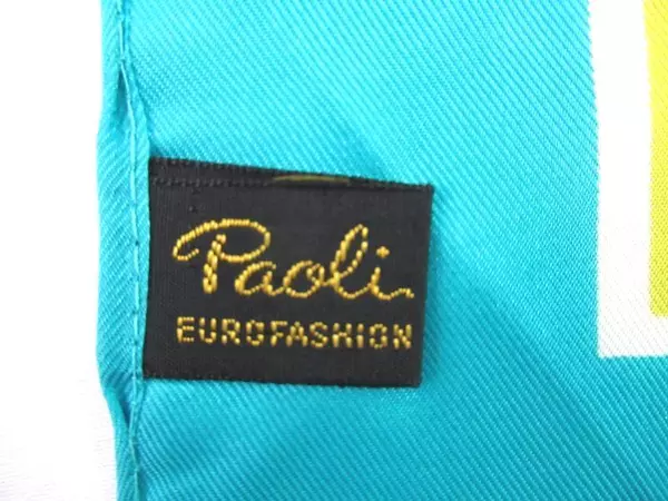 Vintage Paoli Euro Fashion Colorful Satin Neck Scarf Made In Japan Rectangular