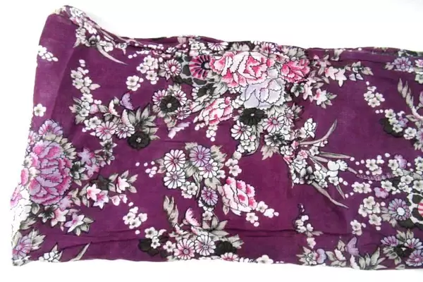 Vivante By VSA Oriental Floral Scarf Wrap Purple Rectangular Pink Green Blossoms