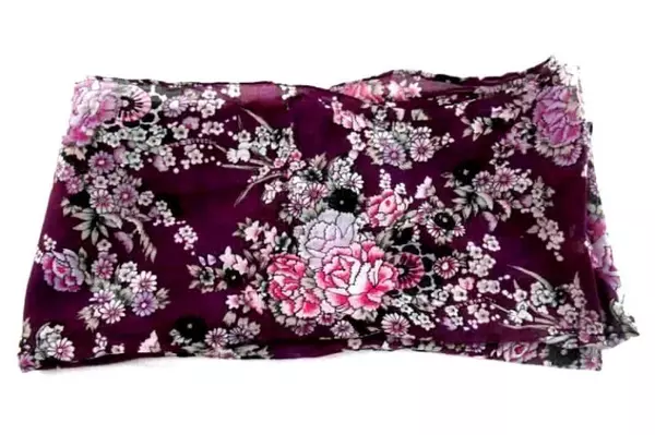Vivante By VSA Oriental Floral Scarf Wrap Purple Rectangular Pink Green Blossoms