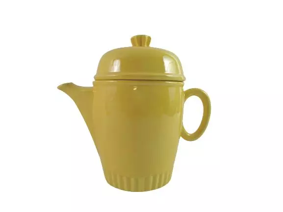 Yellow Ceramic Coffee or Teapot With Matching Creamer And Sugar Bowl