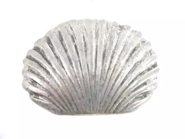 Lot of 5 Pewter Seashells 1.5" x 1.75" Silver Colored Shiny Ocean Beach Décor