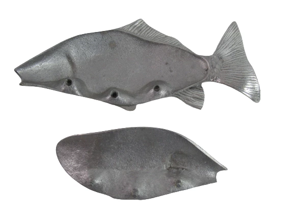 2 Piece Heavy Aluminum Fish Serving Dish With Lid Silver-Toned Shiny Finish