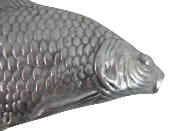 2 Piece Heavy Aluminum Fish Serving Dish With Lid Silver-Toned Shiny Finish