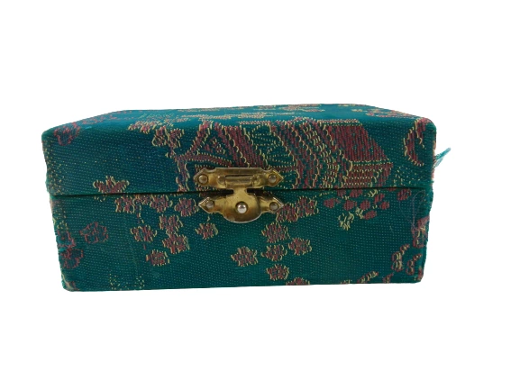 Chinese Cloisonné Baoding Balls Healing Meditation Dexterity Teal Silk Case