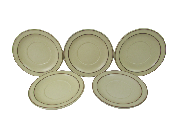 5 Vtg Pfaltzgraff Cups and Saucers Village 1970's Tan Brown Floral Abstract