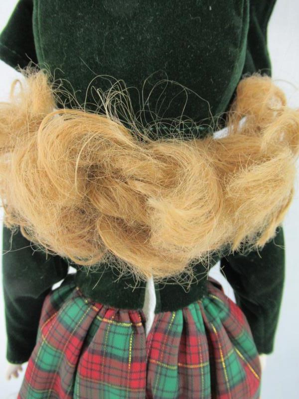 Vintage Porcelain Doll Strawberry Blonde Dress Red Green White Gold 16" In Box
