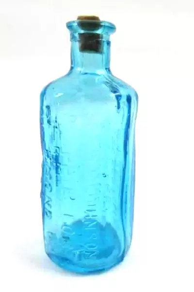 Blue Reproduction 1850 Alan Casters Indian Vegetable Jaundice Bitters Bottle