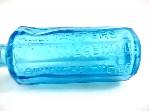 Blue Reproduction 1850 Alan Casters Indian Vegetable Jaundice Bitters Bottle