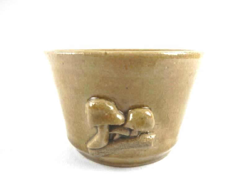 Hand Thrown Pottery Vessel Dish Art Mushroom Deco Earth Tones Abstract Signed