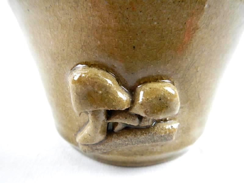 Hand Thrown Pottery Vessel Dish Art Mushroom Deco Earth Tones Abstract Signed