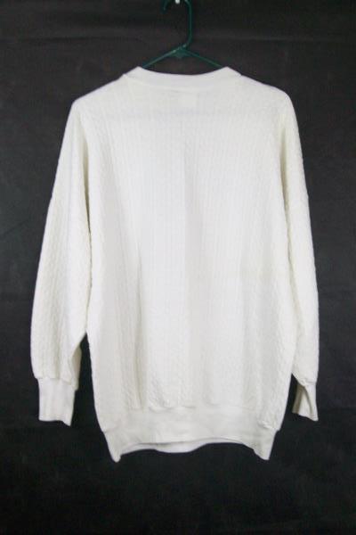 Moon Craft Women's White Fish & Anchor Nautical Sweatshirt Sweater Size Large