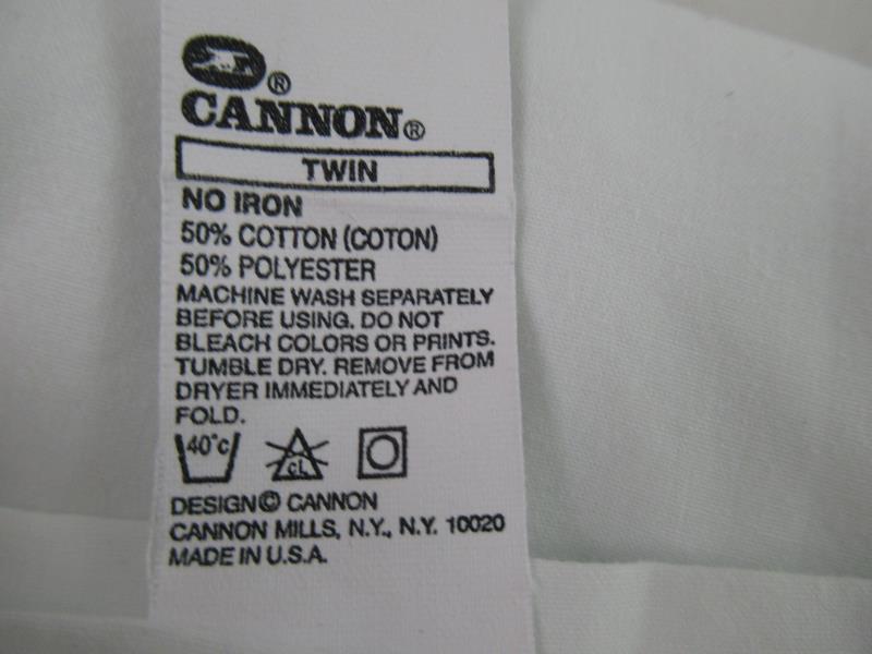 Vintage Cannon Mills White Twin Size Flat Sheet Cotton Blend Jersey Knit