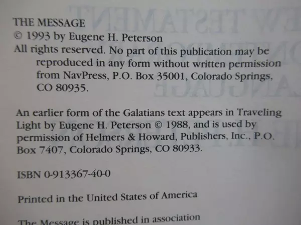 Lot of 2 Religious Books The Message Psalms Eugene H Peterson Navpress
