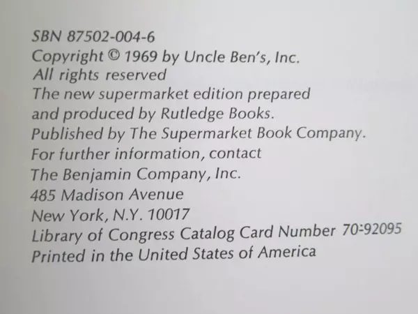 Vintage Uncle Ben's The Magic Of Rice Cookbook Hardcover Rutledge 1969