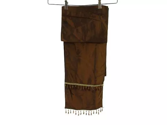 Lot of 3 Brown Table Runners Beaded Fringe Floral Elegant Simple Earth Tones